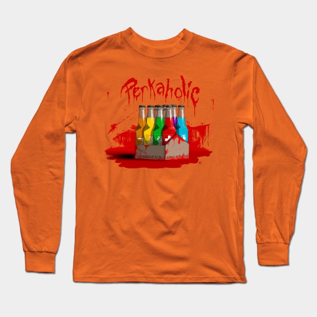 Zombie 8-Pack Bloodied Perkaholic on Orange Long Sleeve T-Shirt by LANStudios